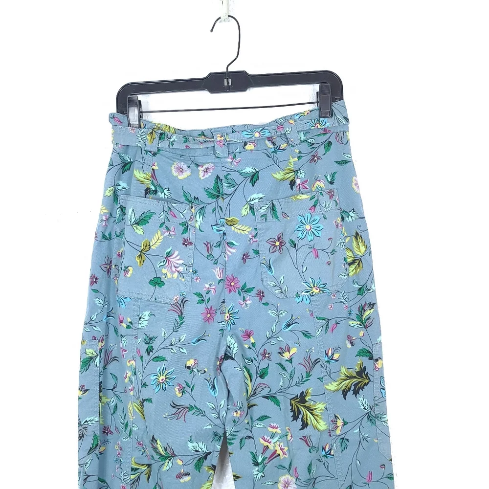 ANTHROPOLOGIE Victoria Floral Boho Cargo Utility Pants Blue - Picture 10 of 12